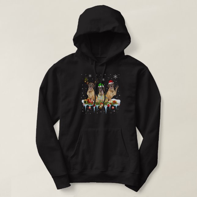 Santa English Mastiff dog gorgeous reindeer Christ Hoodie (Design Front)