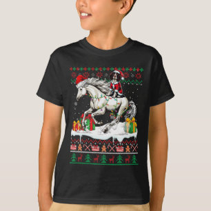 Santa English Springer Spaniel Riding Horse Xmas S T-Shirt