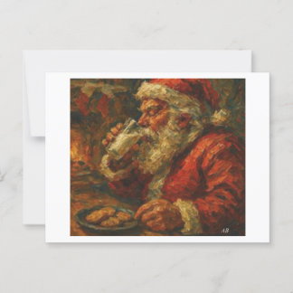 Santa Enjoys Milk and Cookies,  Postcard