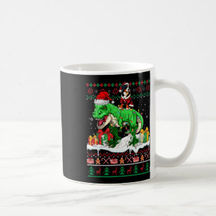 Santa Entlebucher Mountain Riding T-rex Christmas Coffee Mug