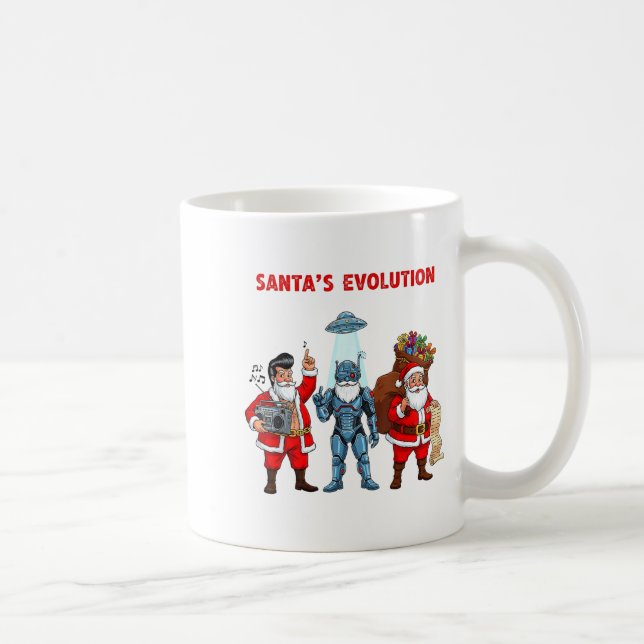 Santa Evolution Robot Clic Future Funny Christmas  Coffee Mug (Right)