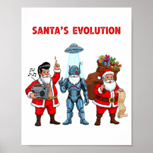 Santa Evolution Robot Clic Future Funny Christmas Poster