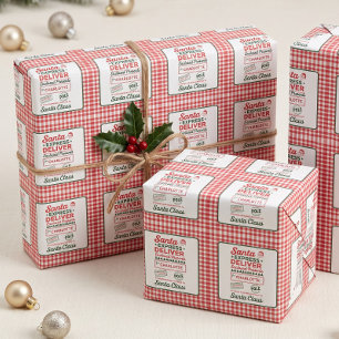 Santa Express Delivery Christmas Plaid Wrapping Paper