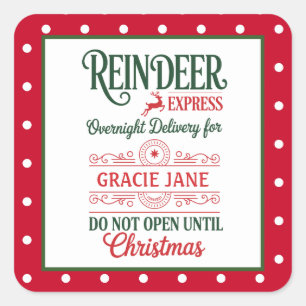 Santa express delivery dotted square sticker