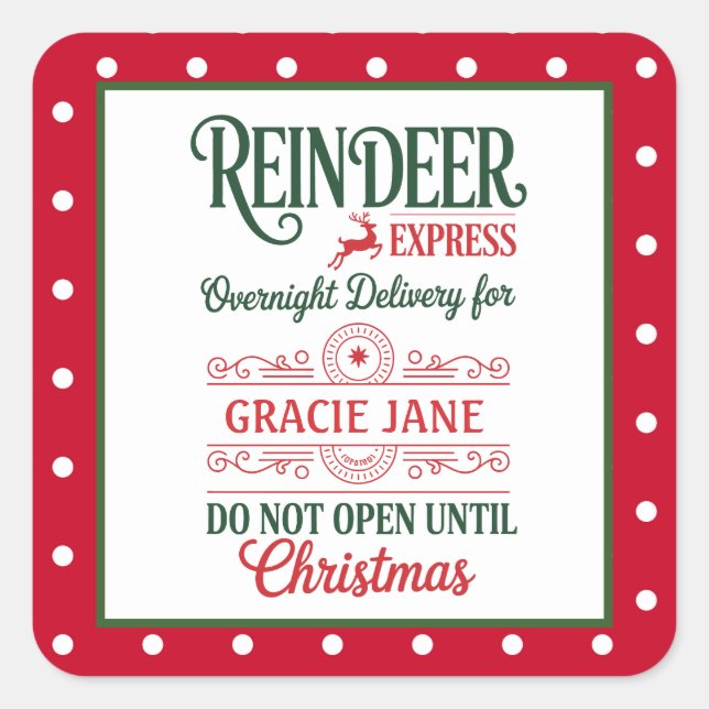 Santa express delivery dotted square sticker (Front)