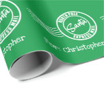 Santa express mail North Pole delivery green white Wrapping Paper<br><div class="desc">For more advanced customization of this design,  simply select the "Customize It" button above!</div>