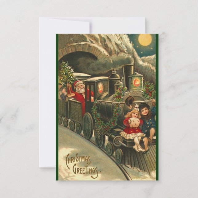 Santa Express Vintage Christmas Flat Note Card (Front)