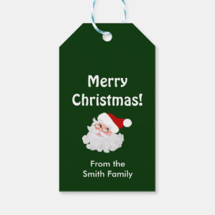 Santa Face Circles Green-Personalized Gift Tags