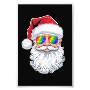 Santa Face Gay Sunglasses Christmas Xmas LGBTQ Photo Print