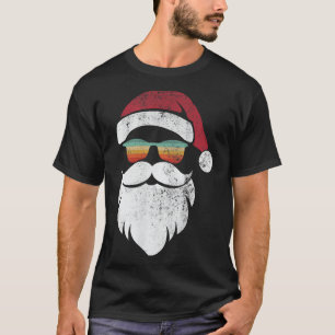 Santa Face Hat Beard Retro Sungl Christmas Shirt F