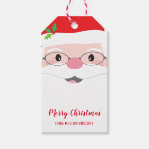 SANTA FACE hipster festive christmas modern gift Tags