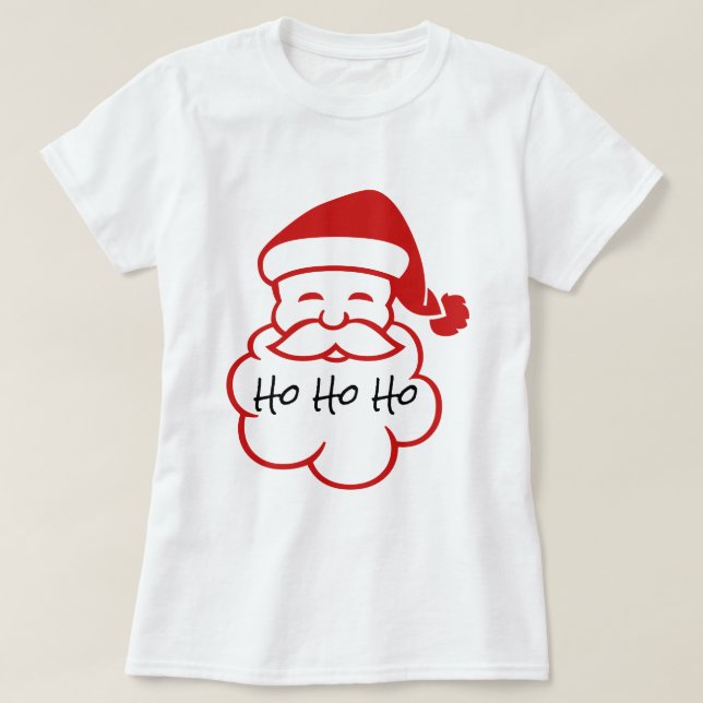 Santa Face Ho Ho Ho Minimalist White T-shirt (Design Front)