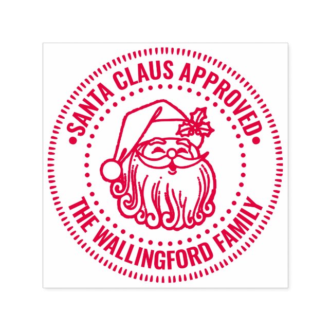 Santa Face Logo, Santa Claus Approved Family Name  Self-inking Stamp (Design)