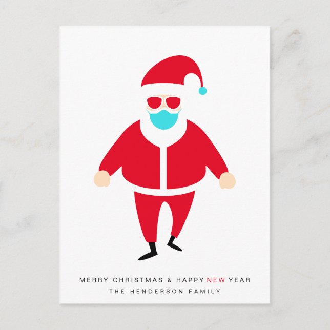 Santa Face Mask Merry Christmas Funny Holiday Postcard (Front)