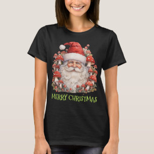 Santa Face Mushrooms Rustic Cottagecore Watercolor T-Shirt