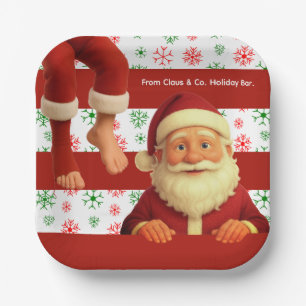 Santa Face North Pole Spirits Christmas Paper Plate