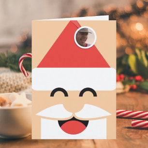 Santa Face Photo Folded Christmas Card