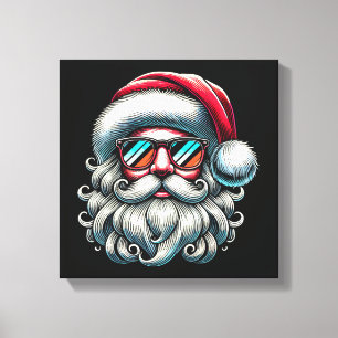 Santa Face Retro Sunglasses Christmas Canvas Print