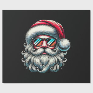 Santa Face Retro Sunglasses Christmas Wrapping Paper