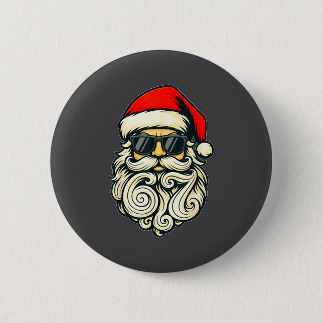 Santa Face Retro Sungles 6 7 Christmas 67 Santa Si 2 Inch Round Button (Front)