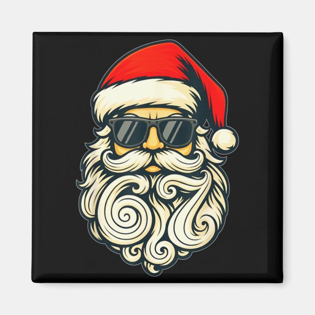 Santa Face Retro Sungles 6 7 Christmas 67 Santa Si Magnet (Front)