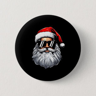 Santa Face Retro Sungles Christmas Shirts For Mens 2 Inch Round Button