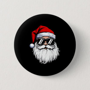Santa Face Retro Sungles Christmas Shirts For Mens 2 Inch Round Button