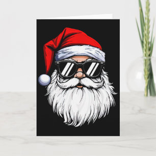 Santa Face Retro Sungles Christmas Shirts For Mens Card