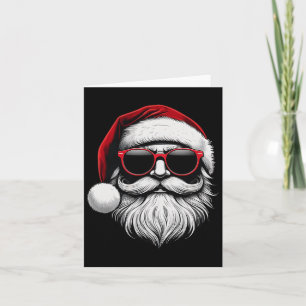 Santa Face Retro Sungles Christmas Xmas Card