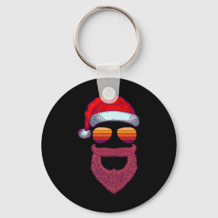 Santa Face Retro Sungles Christmas Xmas Men Women Keychain