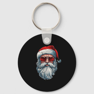 Santa Face Retro Sungles Christmas Xmas Men Women Keychain