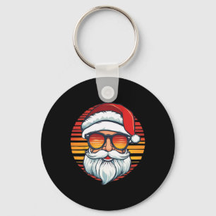 Santa Face Retro Sungles Christmas Xmas Men Women Keychain