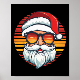 Santa Face Retro Sungles Christmas Xmas Men Women Poster