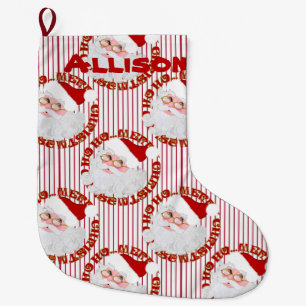 Santa Face-Stripes-Personalized Christmas Stocking