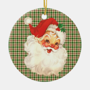 santa face vintage ceramic ornament