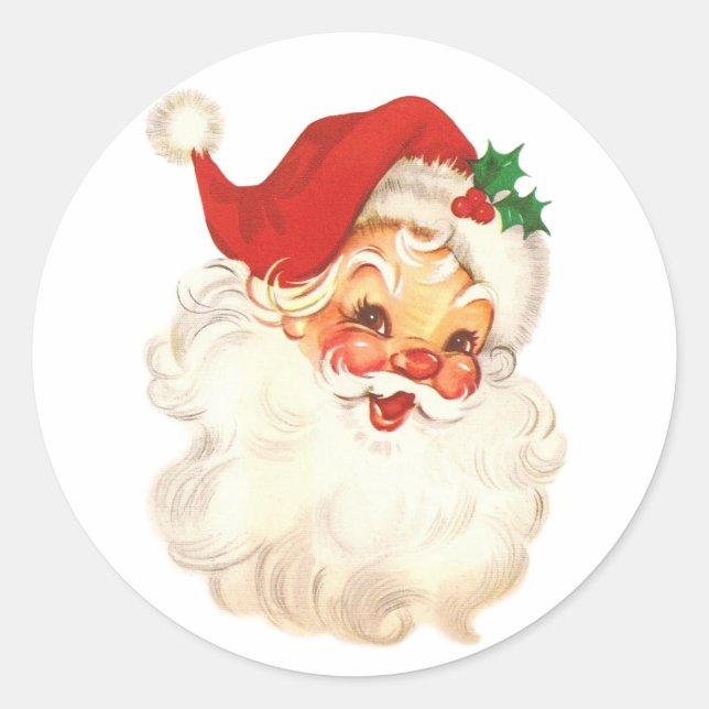 santa face vintage classic round sticker (Front)