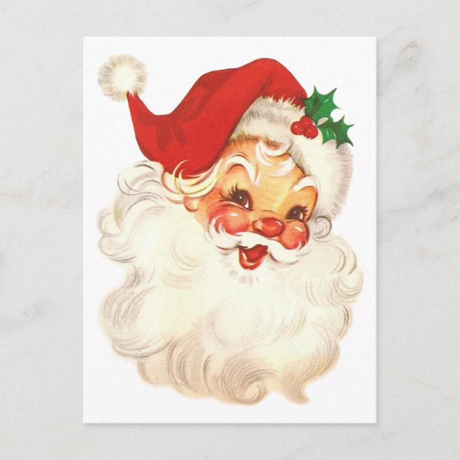 santa face vintage holiday postcard (Front)