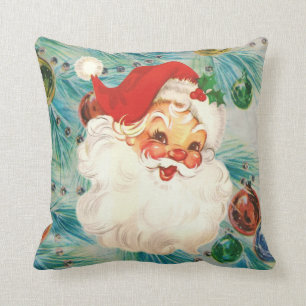 Santa Face Vintage Pillow