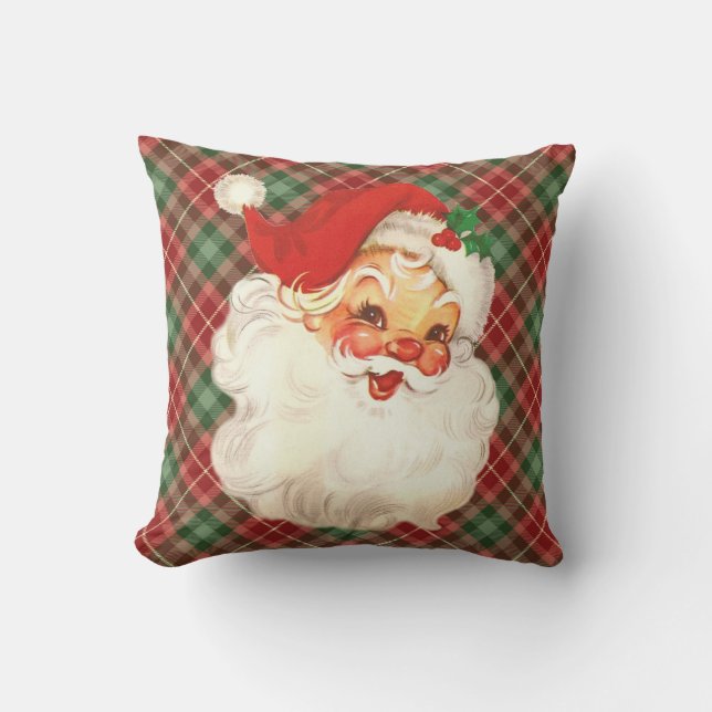 Santa Face Vintage Pillow (Front)