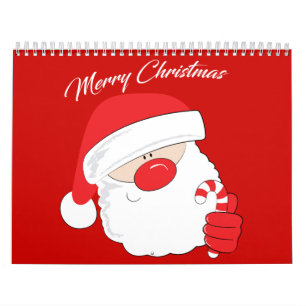 Santa Face - white text. Calendar