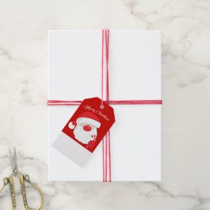 Santa Face - white text. Gift Tags