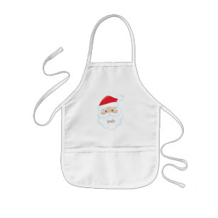 Santa Face with Name Kitchen Helper Kids Apron