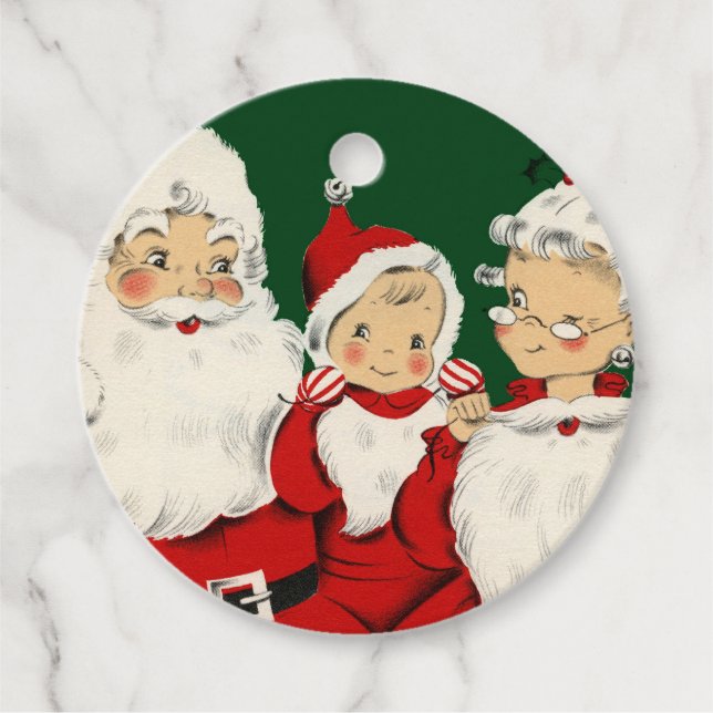 Santa Family Christmas Favour Tags (Front)