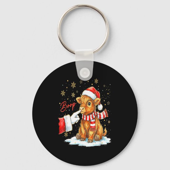 Santa Farmer Funny Western Hand Boop Christmas Hig Keychain (Front)