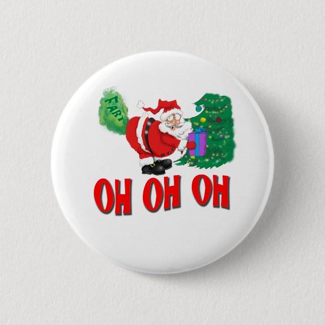 santa farted 2 inch round button (Front)