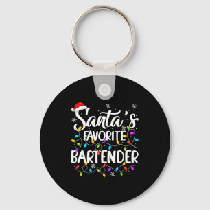 Santa Favorite Bartender Christmas Lights Funny Xm Keychain