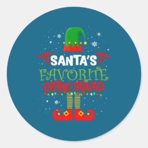 Santa Favorite Ortho Squad Elf Orthodontist Christ Classic Round Sticker