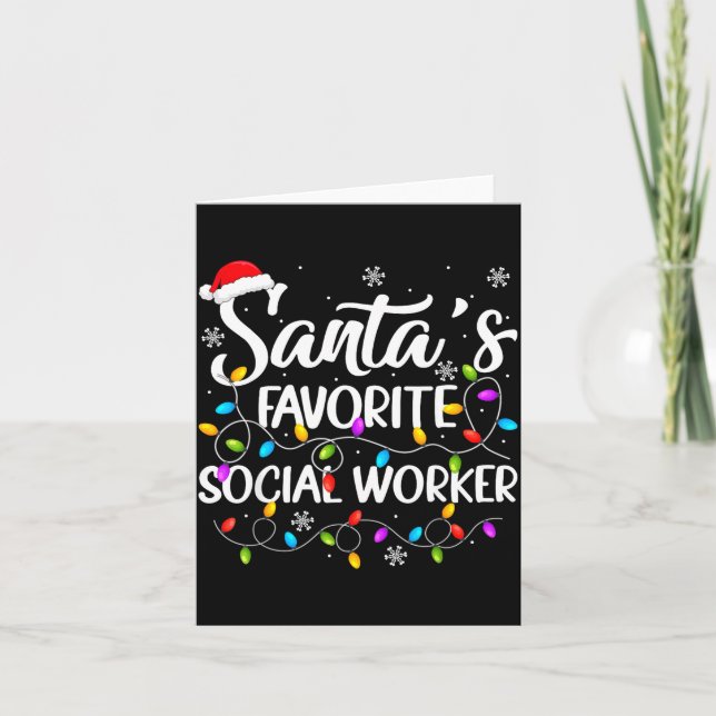 Santa Favorite Social Worker Christmas Lights Fami Card (Front)