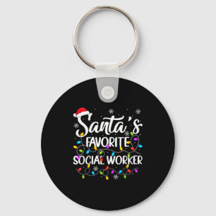 Santa Favorite Social Worker Christmas Lights Fami Keychain