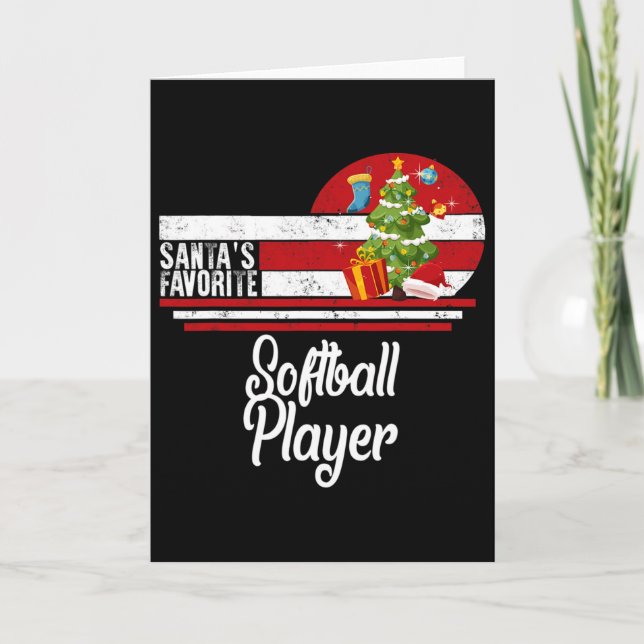 Santa Favorite Softll Player Christmas Ugly Sweate Card (Front)